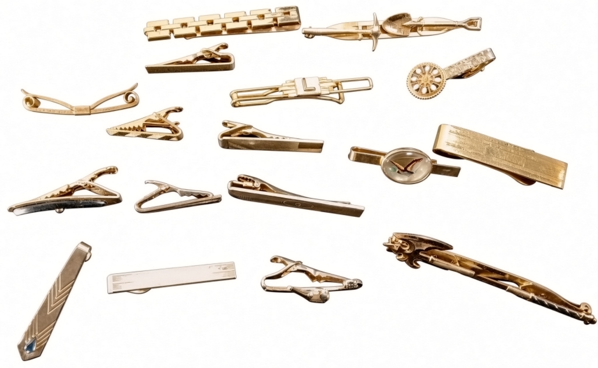 Gold-Tone Vintage Tie Clip Collection, 7 Pieces