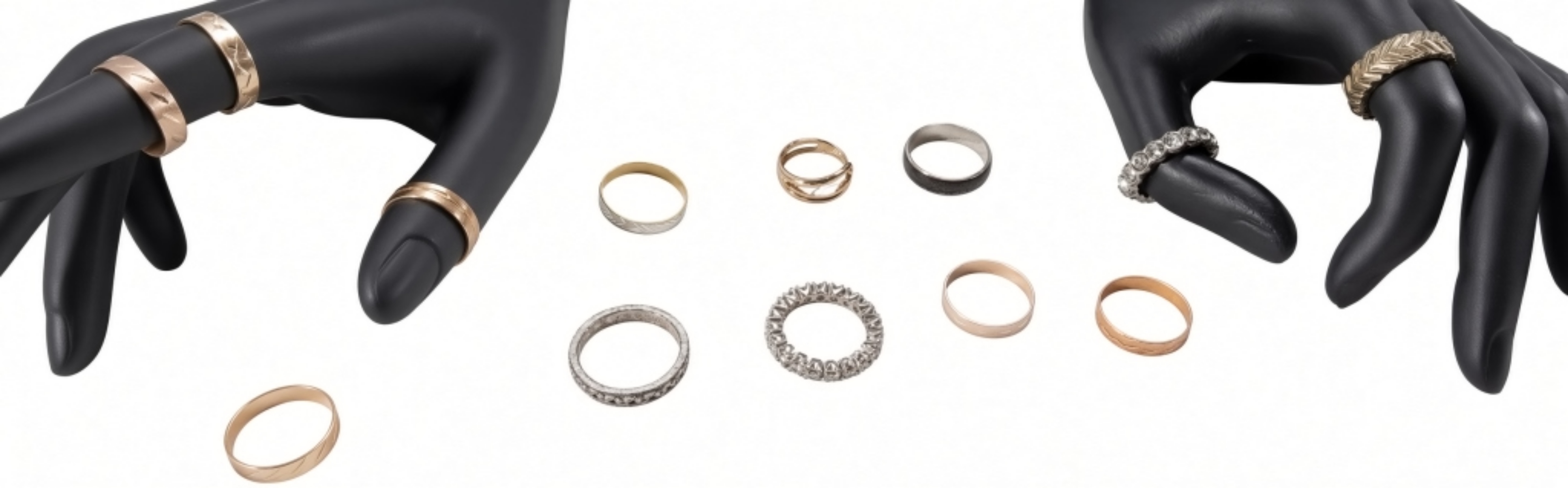 Mixed Ring Lot, Gold-Tone & Silver-Tone