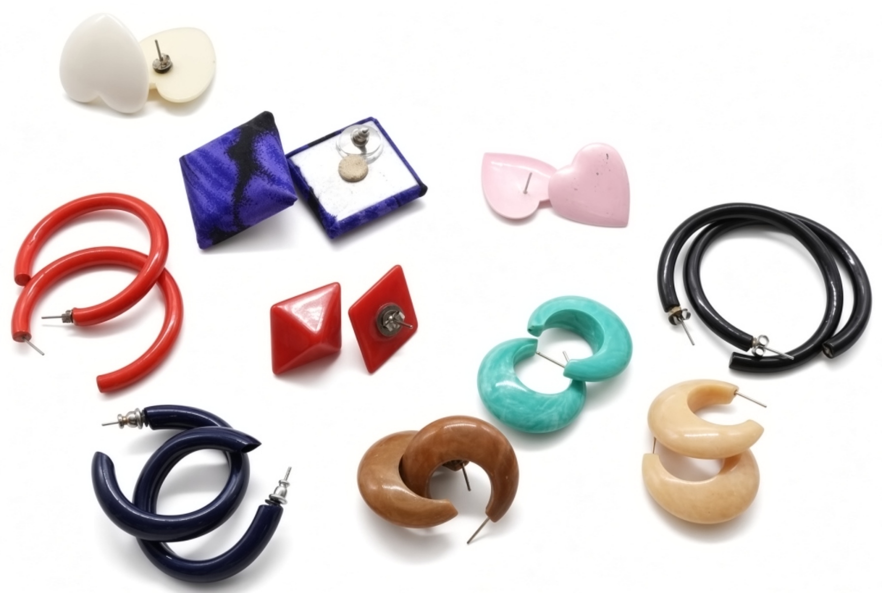 (10) 80s Style Pierced Earrings