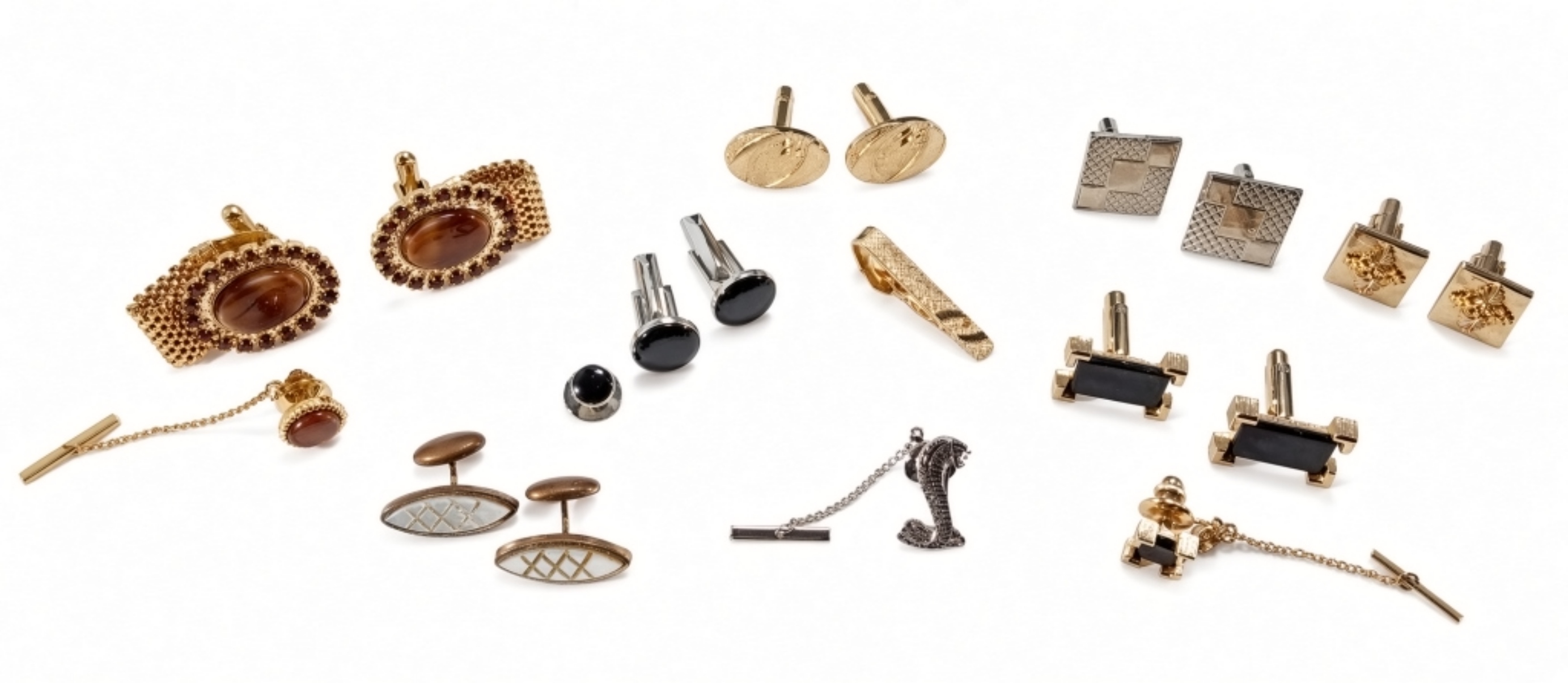 Vintage Cufflinks & Tie Accessories Lot