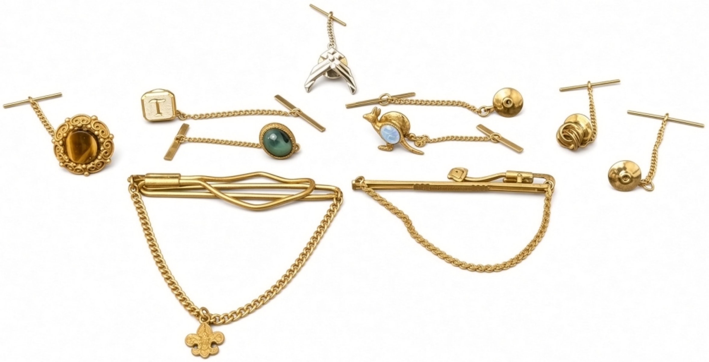 Vintage Gold-Tone Tie Chain Lot, 10 Pieces