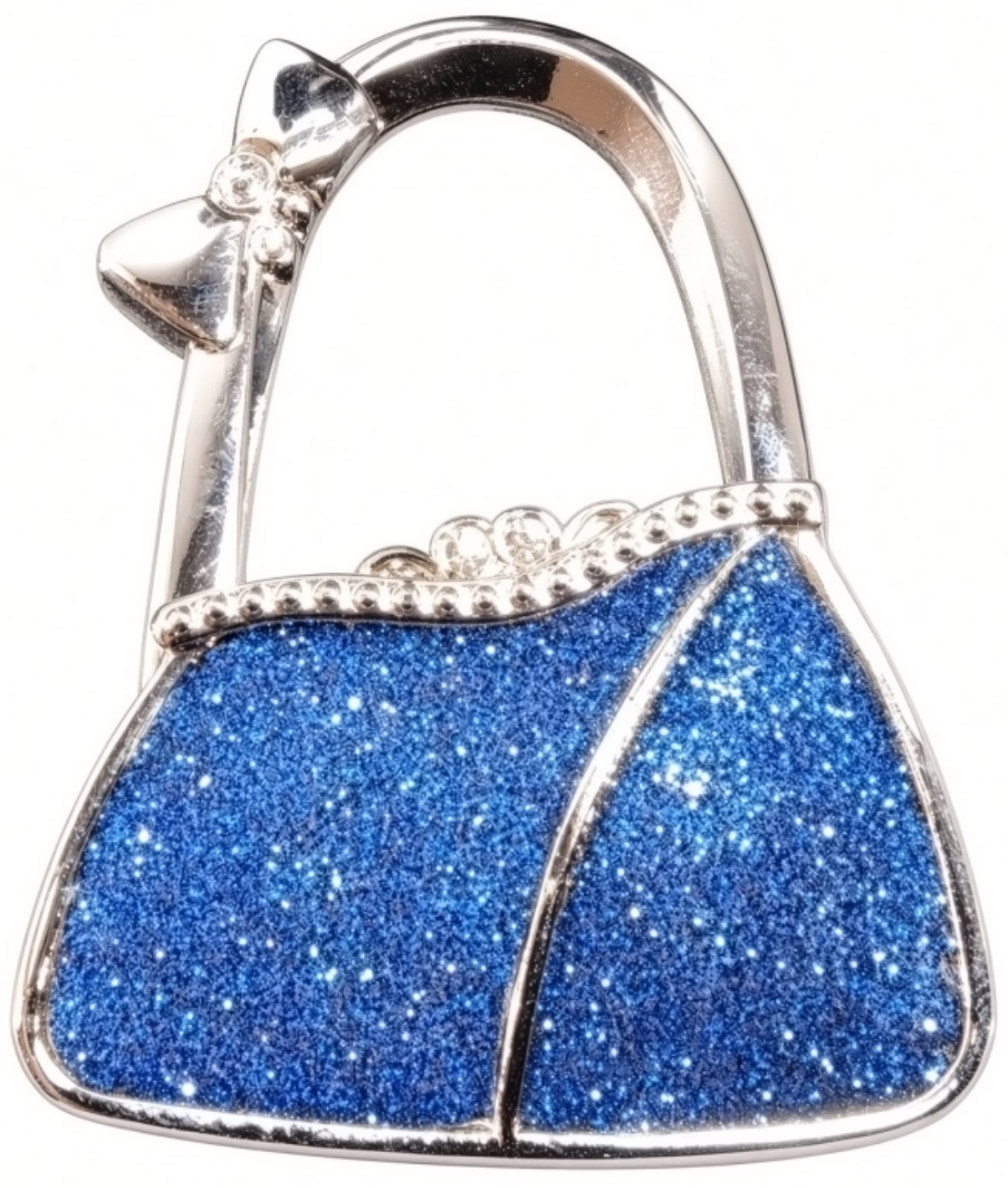 Silver-Tone Rhinestone Handbag Charm, Blue Glitter