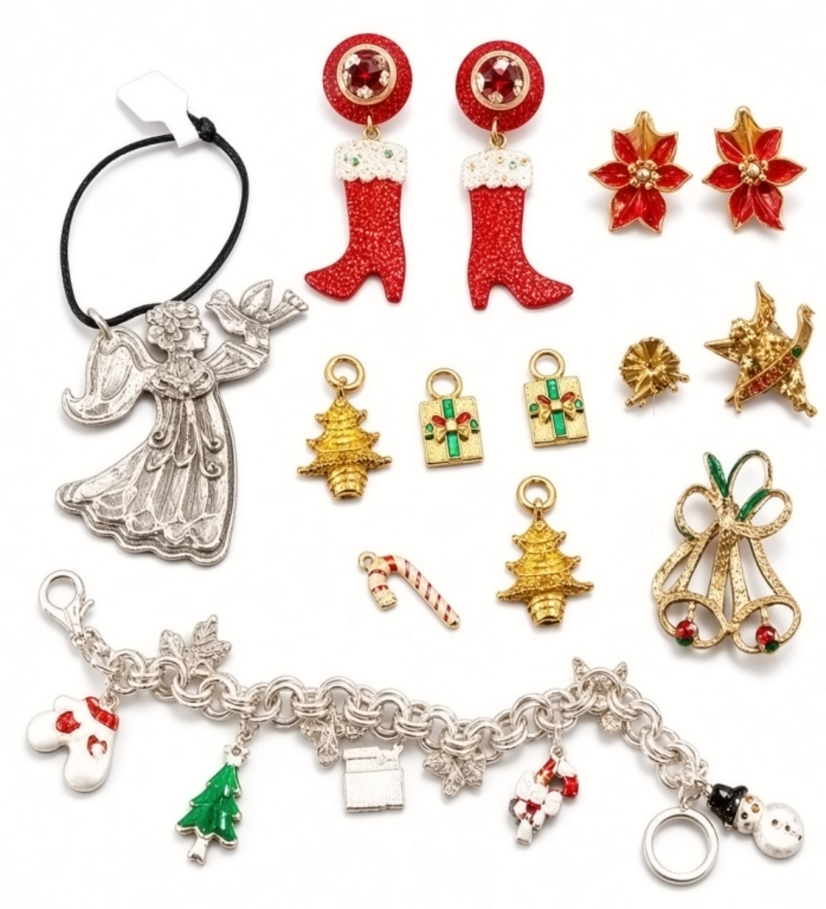 Christmas Charm Lot, 12 Pieces Silver & Gold Tone