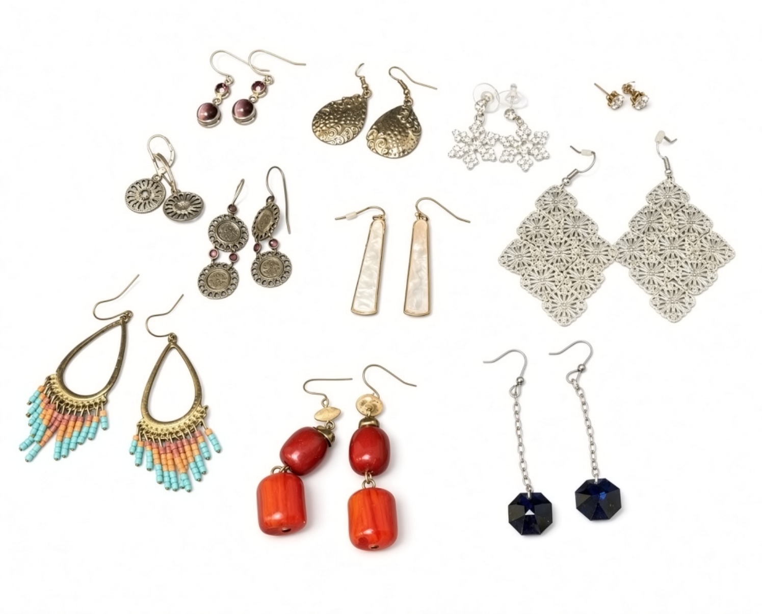 Earring Lot, 11 Pairs, Mixed Costume