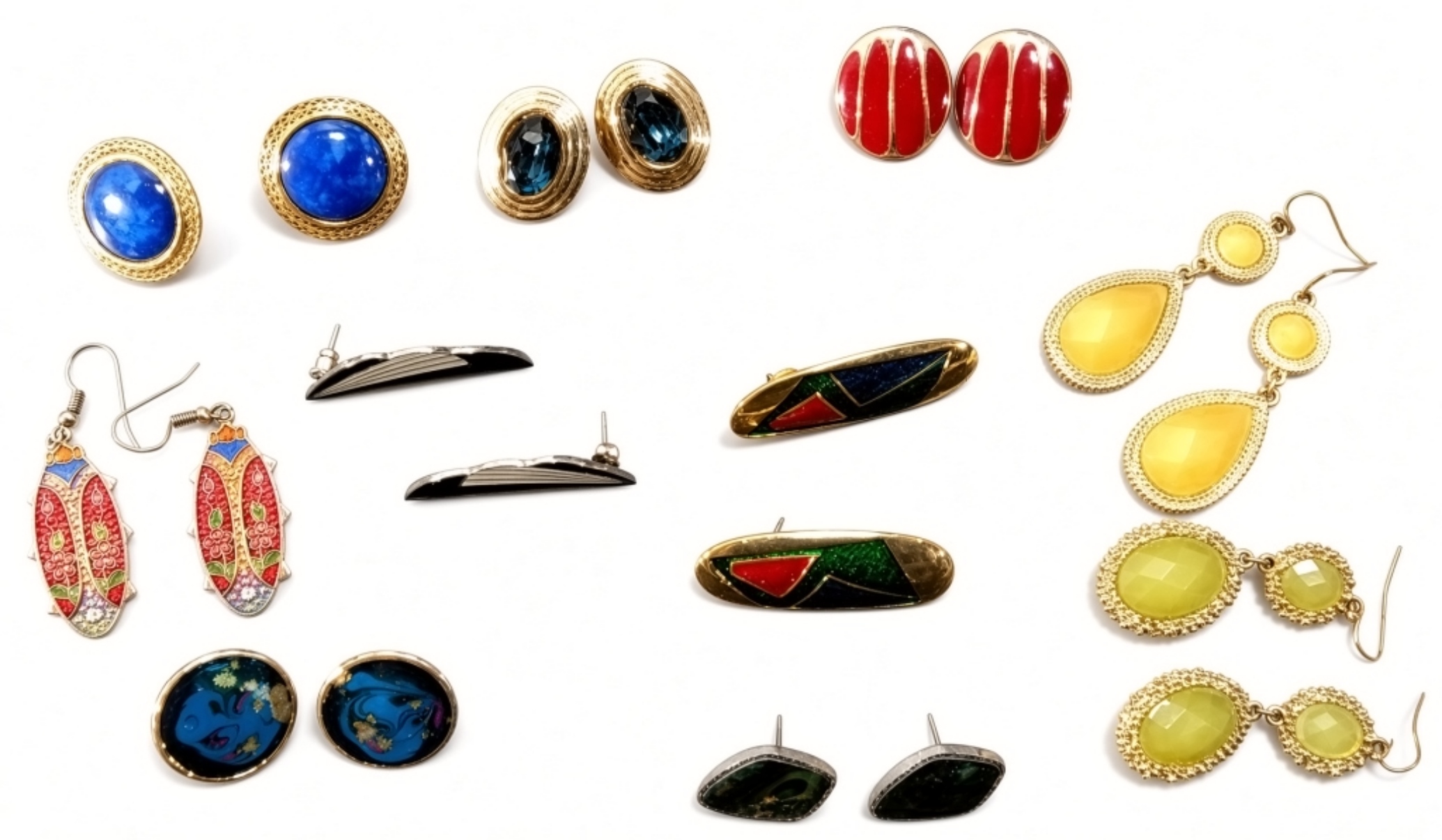 Vintage Gold-Tone Earring Lot, 10 Pieces Mixed