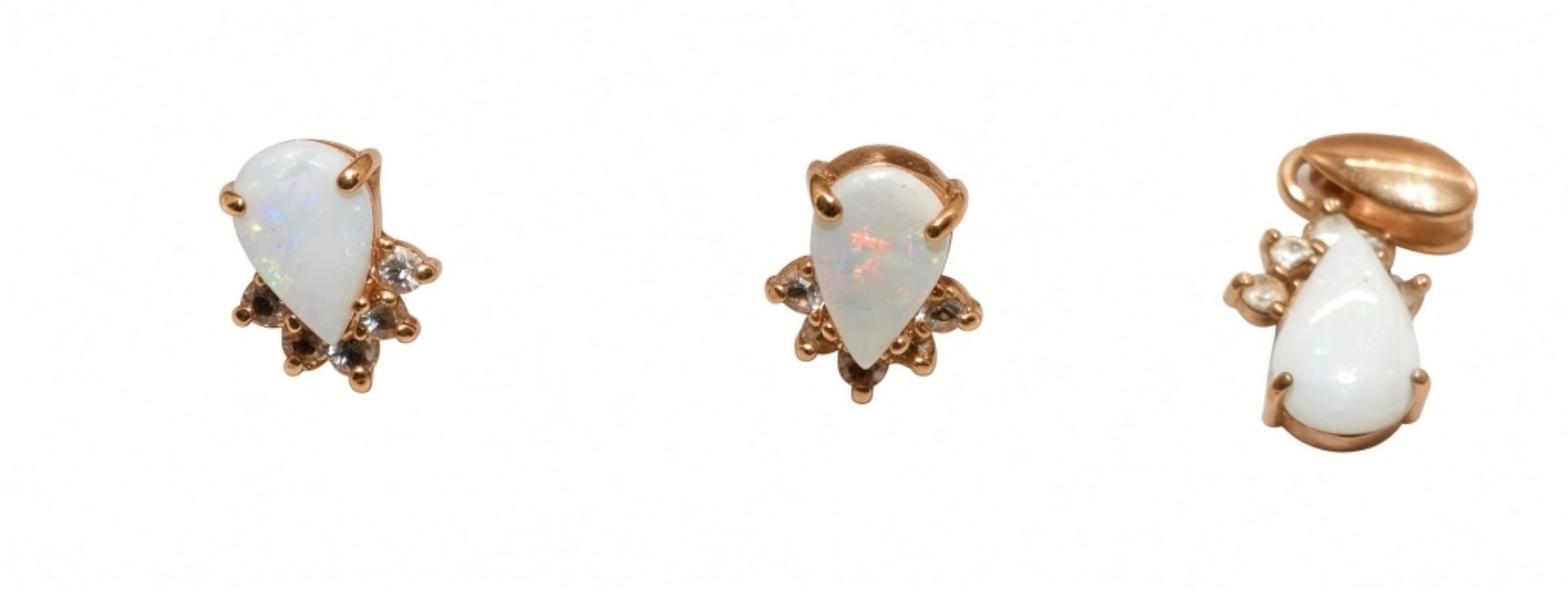 Faux Opal Set (1) Post Earrings (1) Pendant