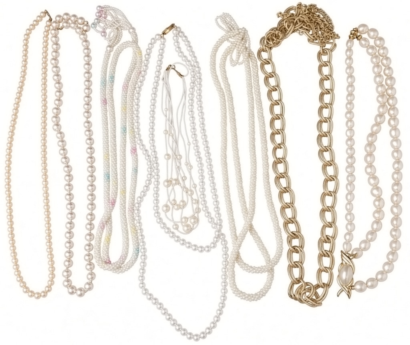 8 Faux Pearl & Beaded Necklaces