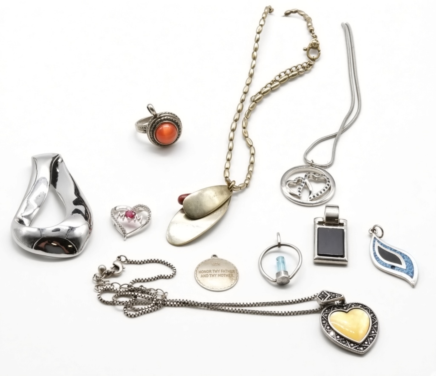 (10) Silver-Tone Pendants (3) Necklaces