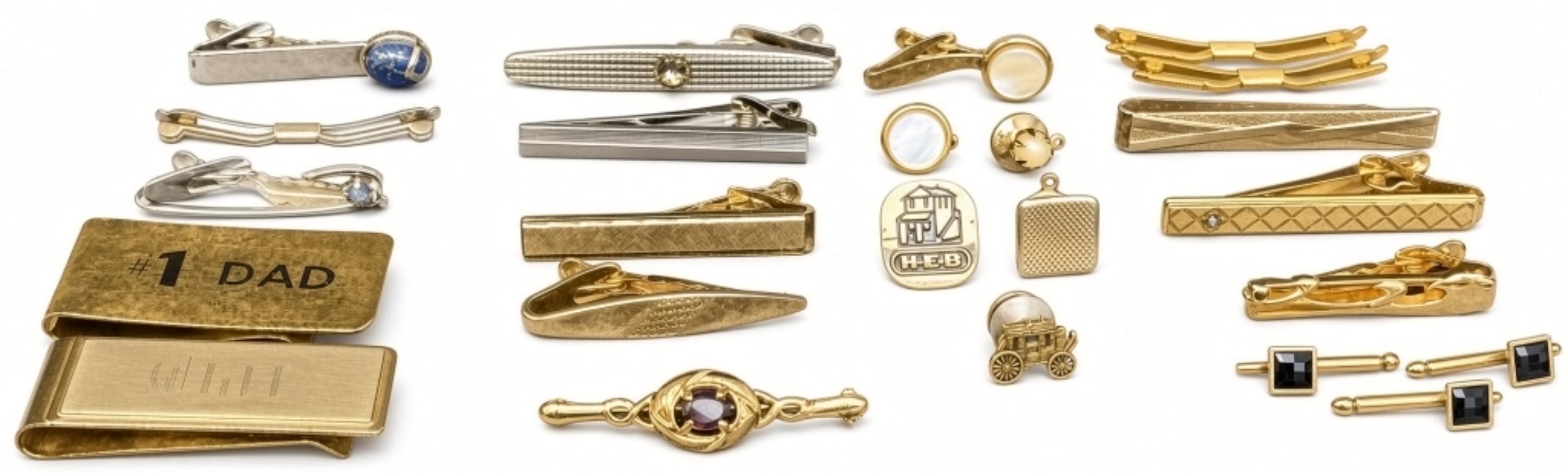 Vintage Tie Clip & Money Clip Lot, #1 Dad Cliff