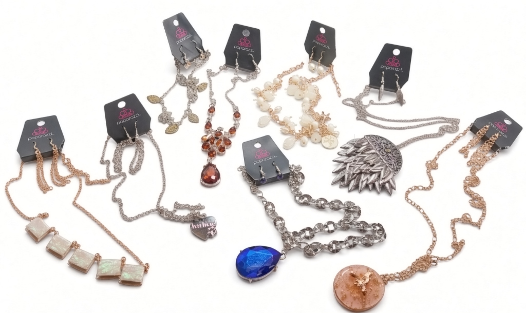 Paparazzi Costume Jewelry Lot, 9 Pieces
