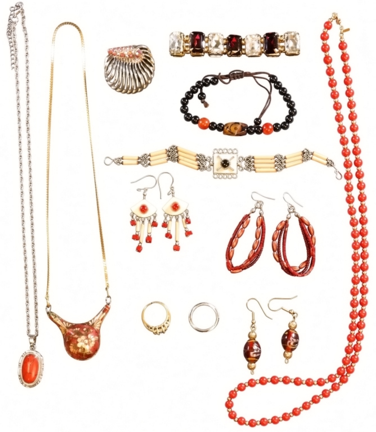 Vintage & Boho Red Costume Jewelry Lot