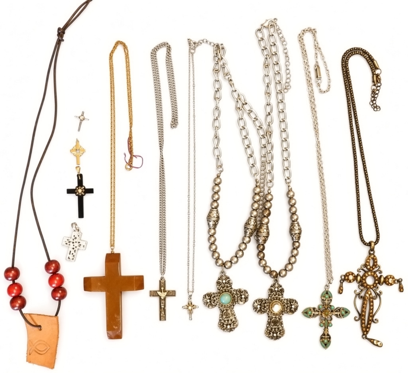 Vintage Cross & Religious Necklace Lot