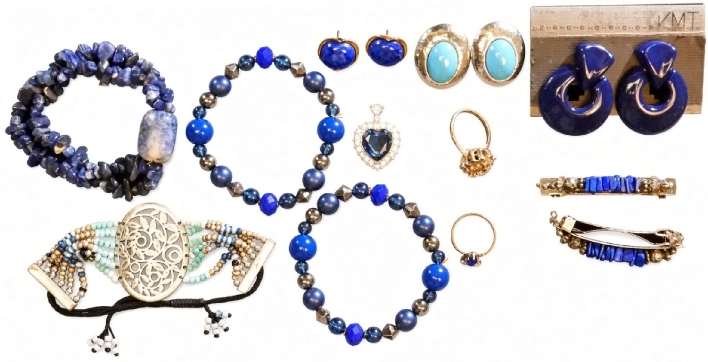 13pc Cobalt Blue & Turquoise Jewelry Lot