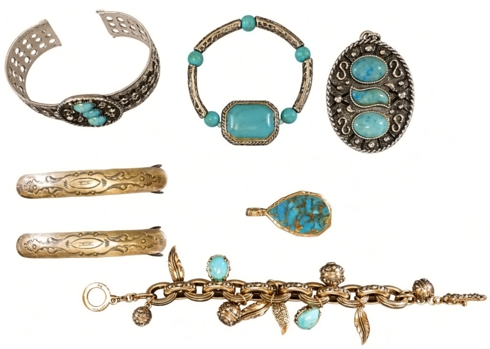 Southwestern Turquoise Tone Jewelry Lot