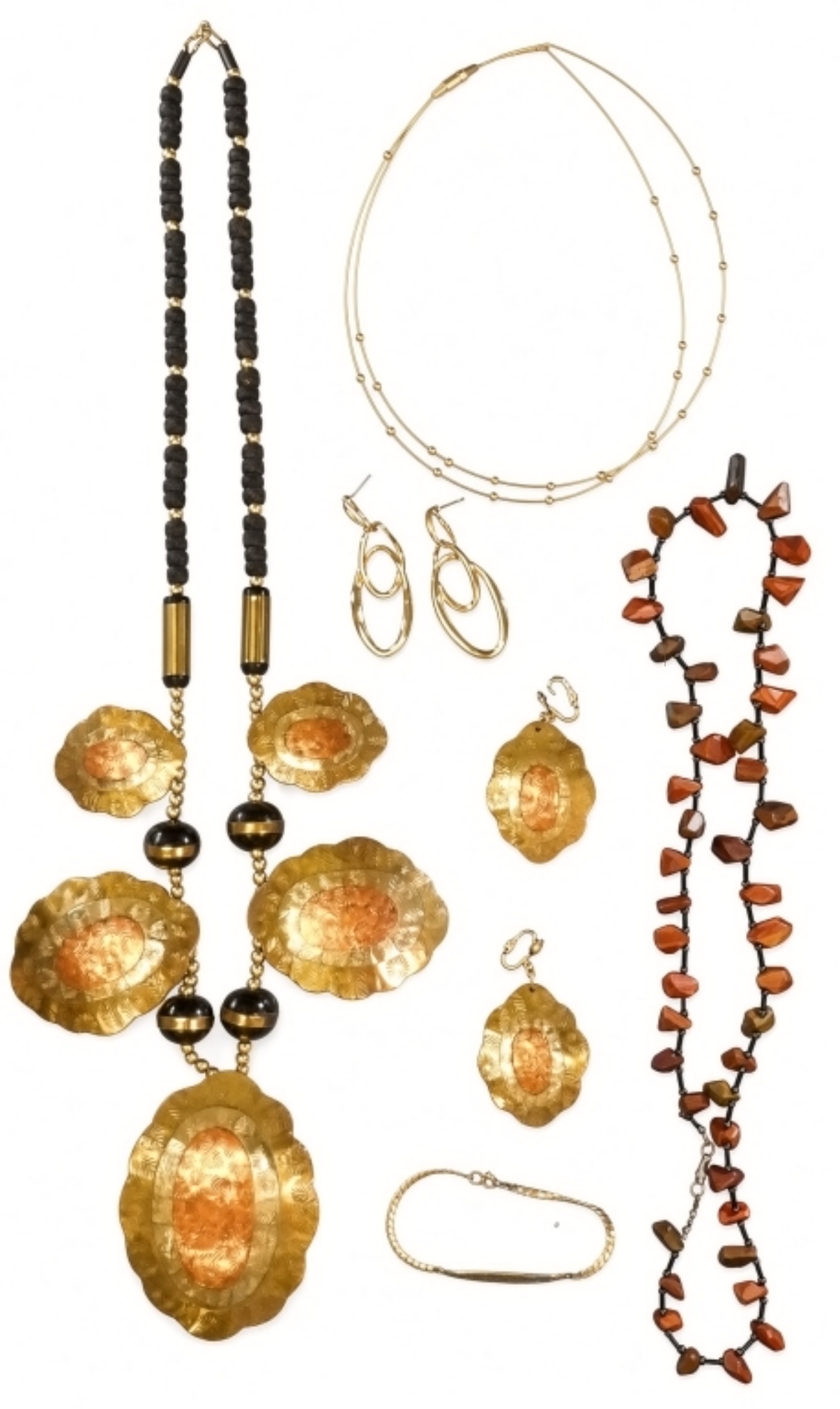 Statement Necklace Lot w/ Carnelian & Earrings