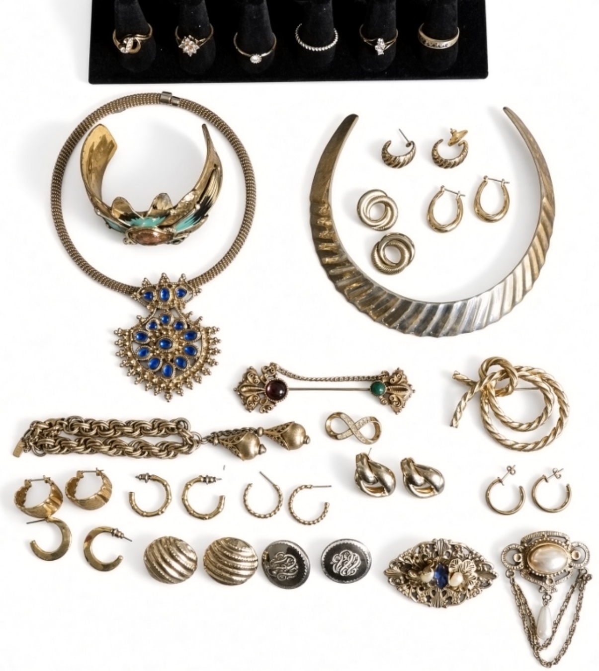 Bold Vintage Gold-Tone Estate Jewelry Lot