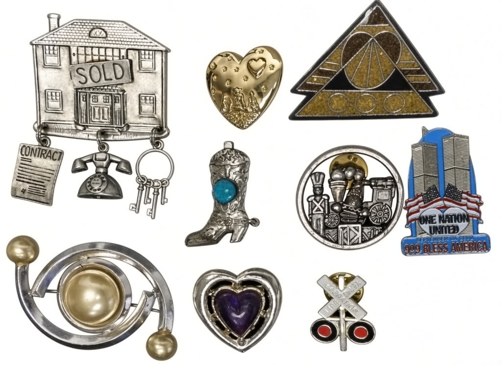Vintage Estate Brooch & Pin Lot