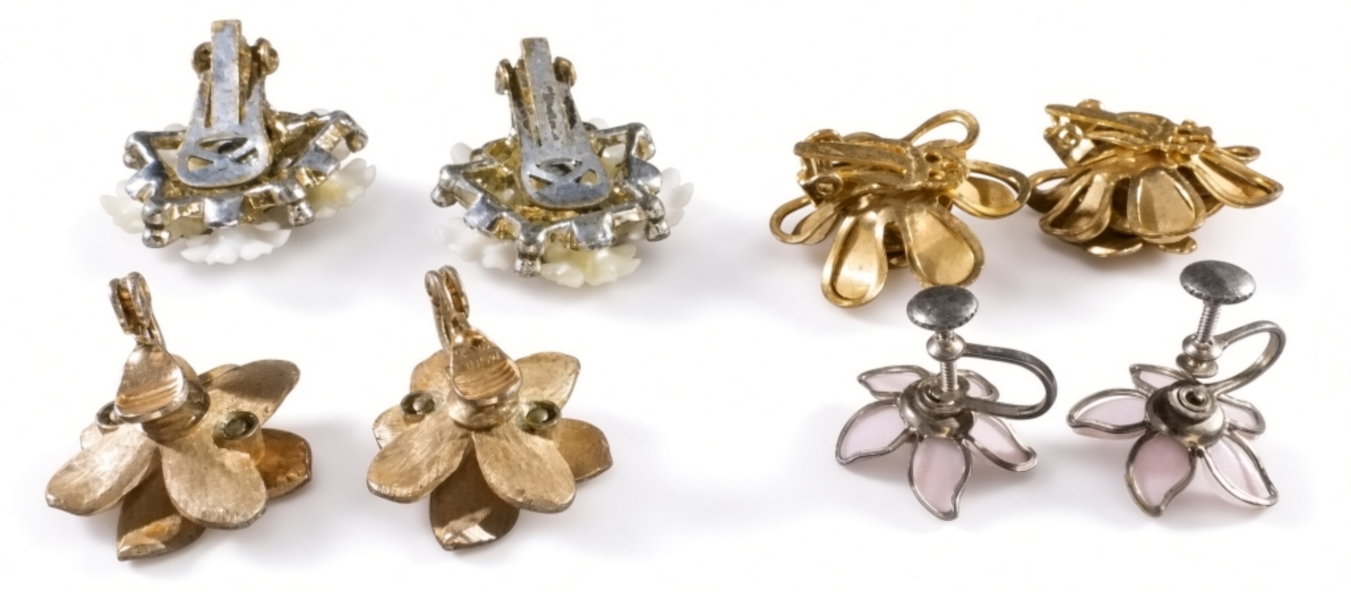 Vintage Floral Clip-On Earrings Lot