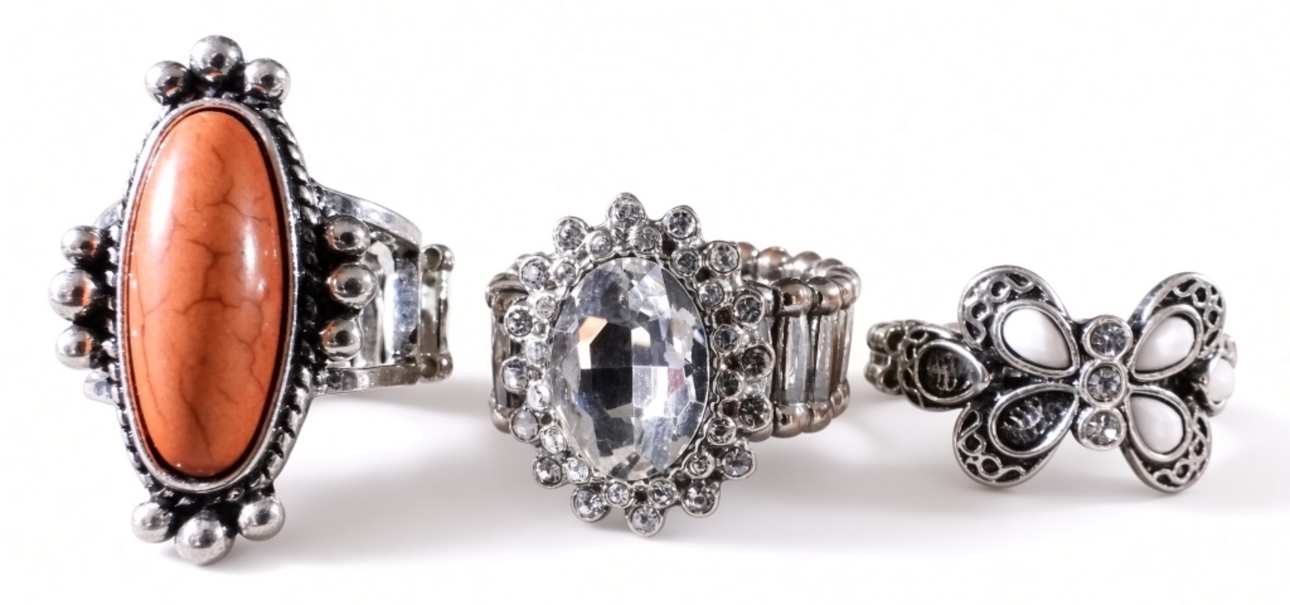 Silver-Tone Costume Ring Lot – 6 Pieces