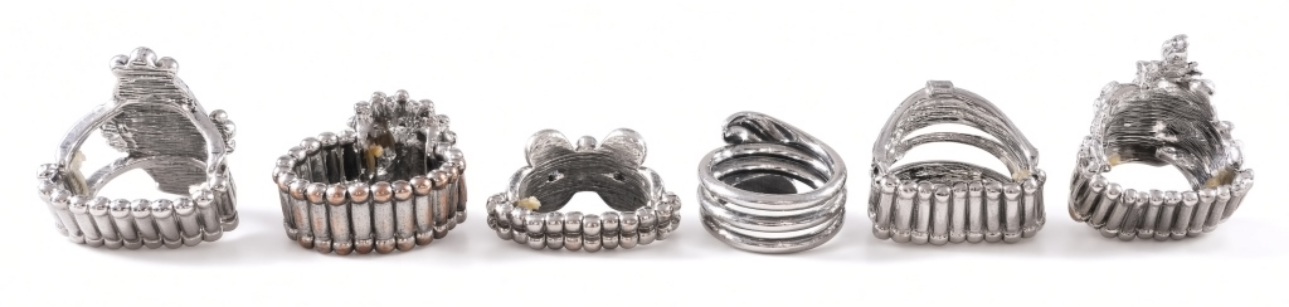 Silver-Tone Costume Ring Lot – 6 Pieces