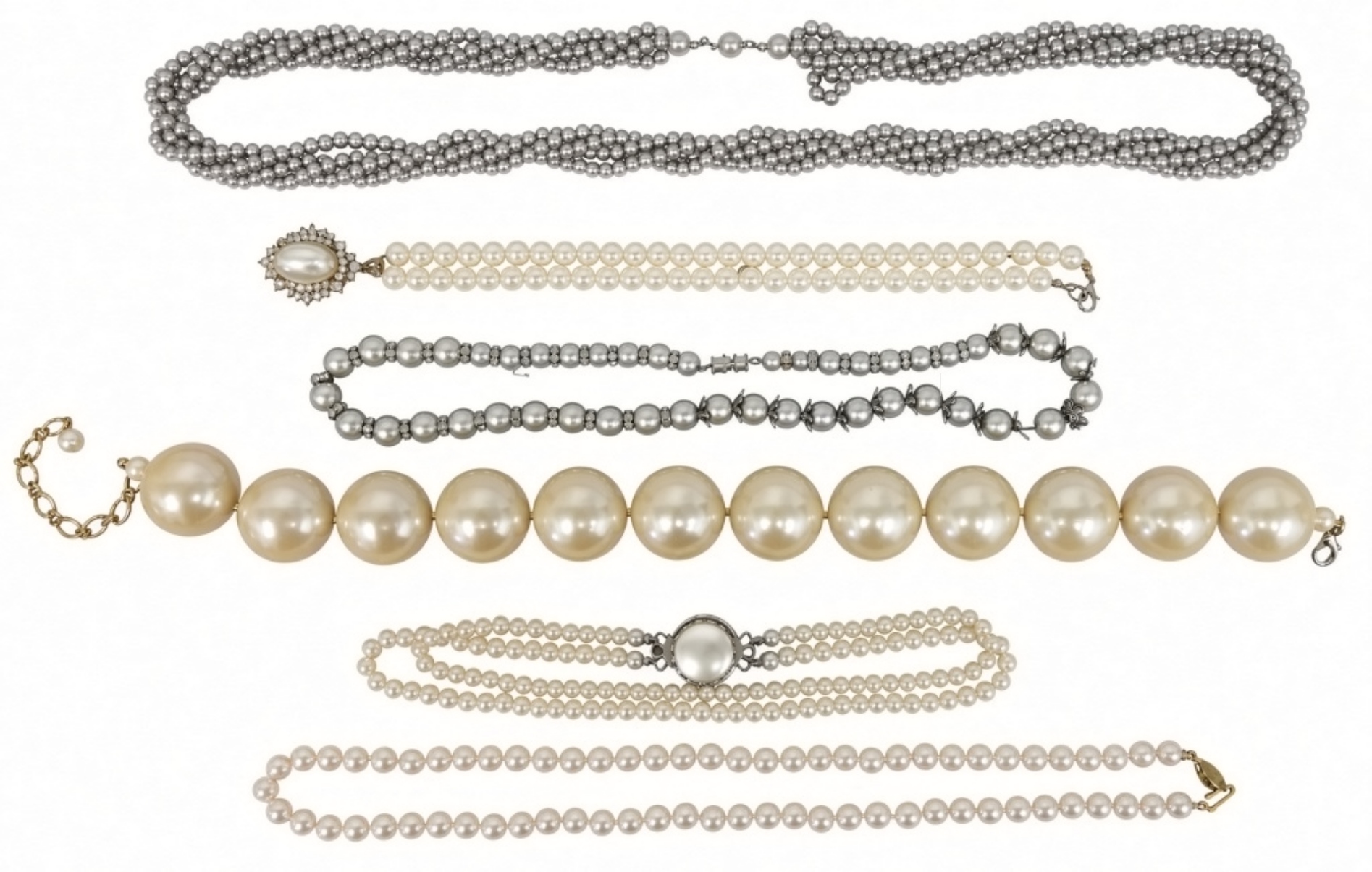 Vintage Costume Pearl Necklace Lot