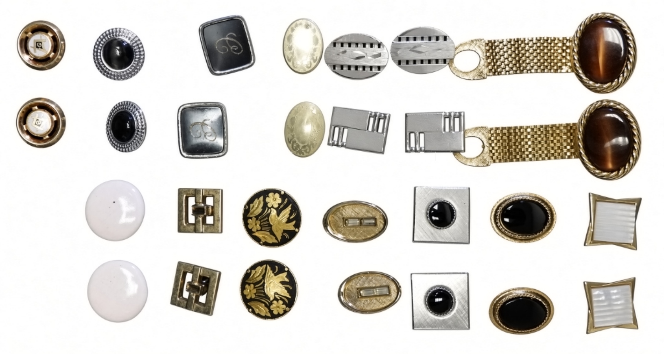 Men's Mid-Century Modern Cufflinks:14 Pairs