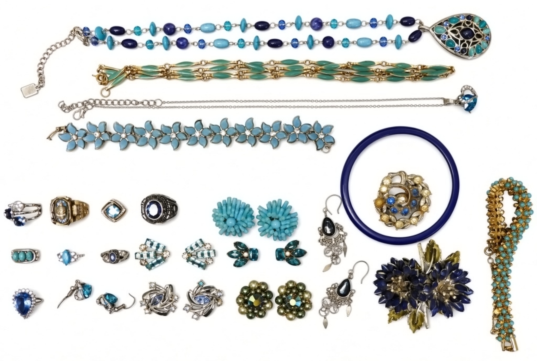 Blue & Green Costume Jewelry Lot