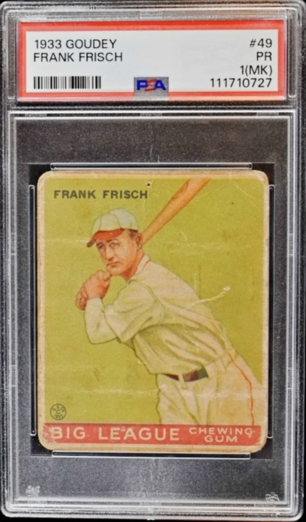 1933 Goudey #49 Frank Frisch PSA 1