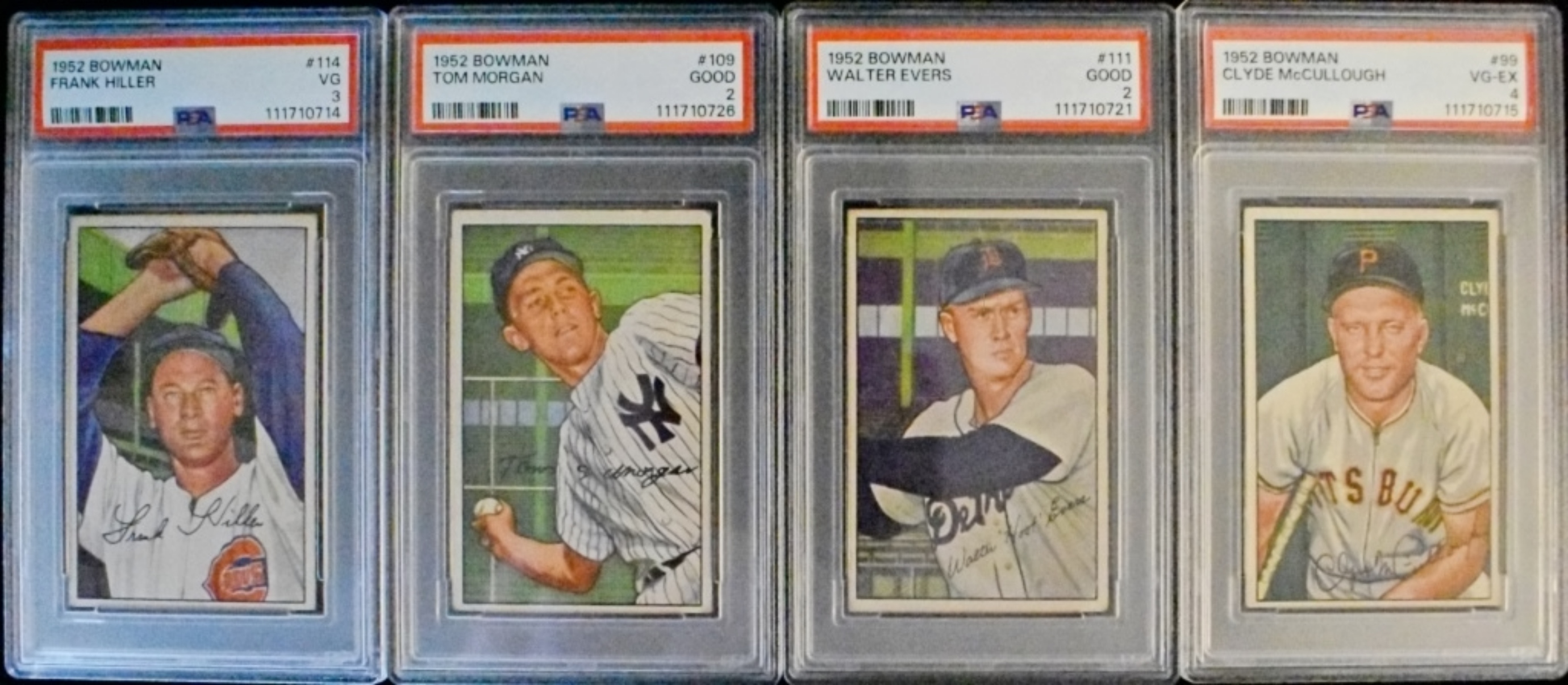 (4) 1952 Bowman PSA Graded Lot