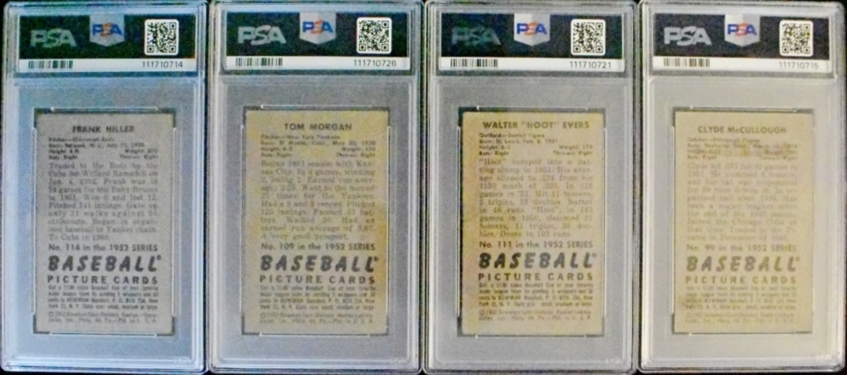 (4) 1952 Bowman PSA Graded Lot