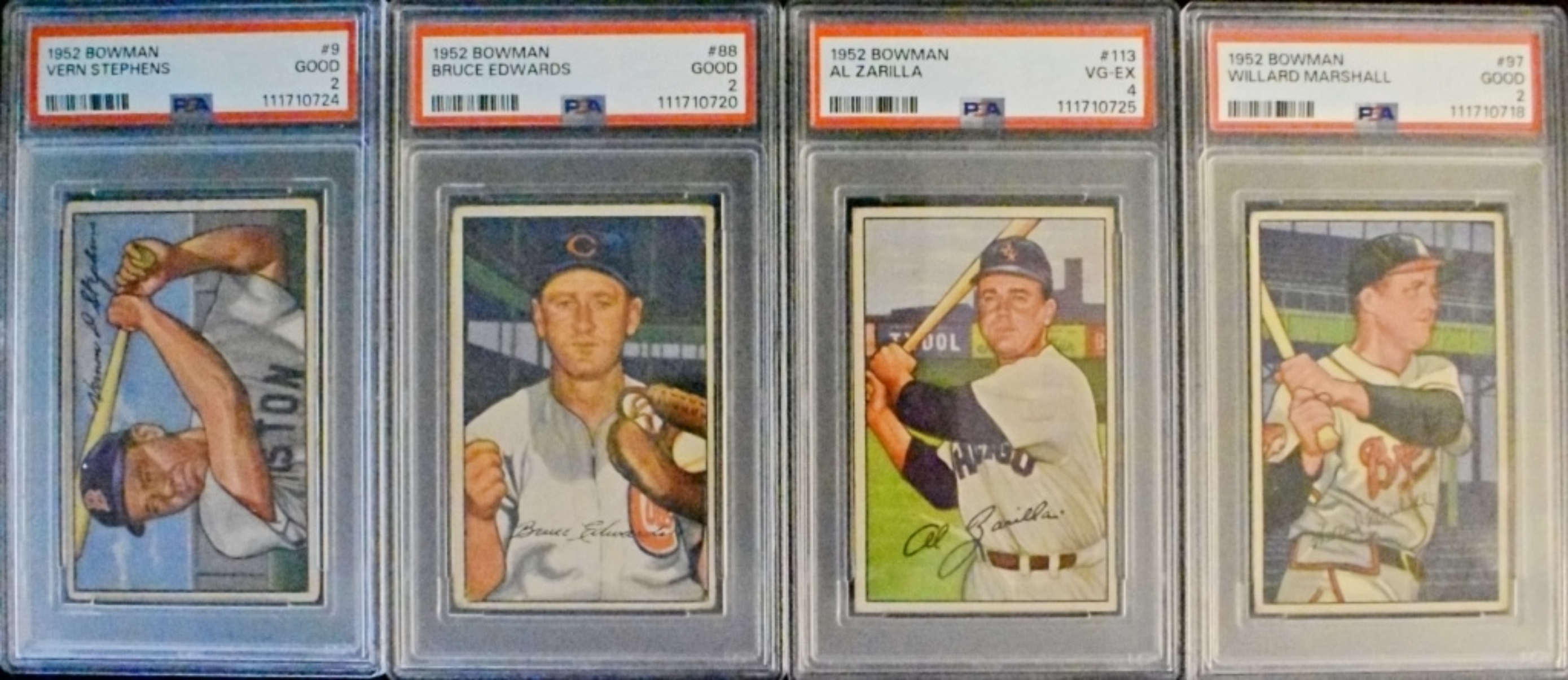 (4) 1952 Bowman PSA Graded Lot