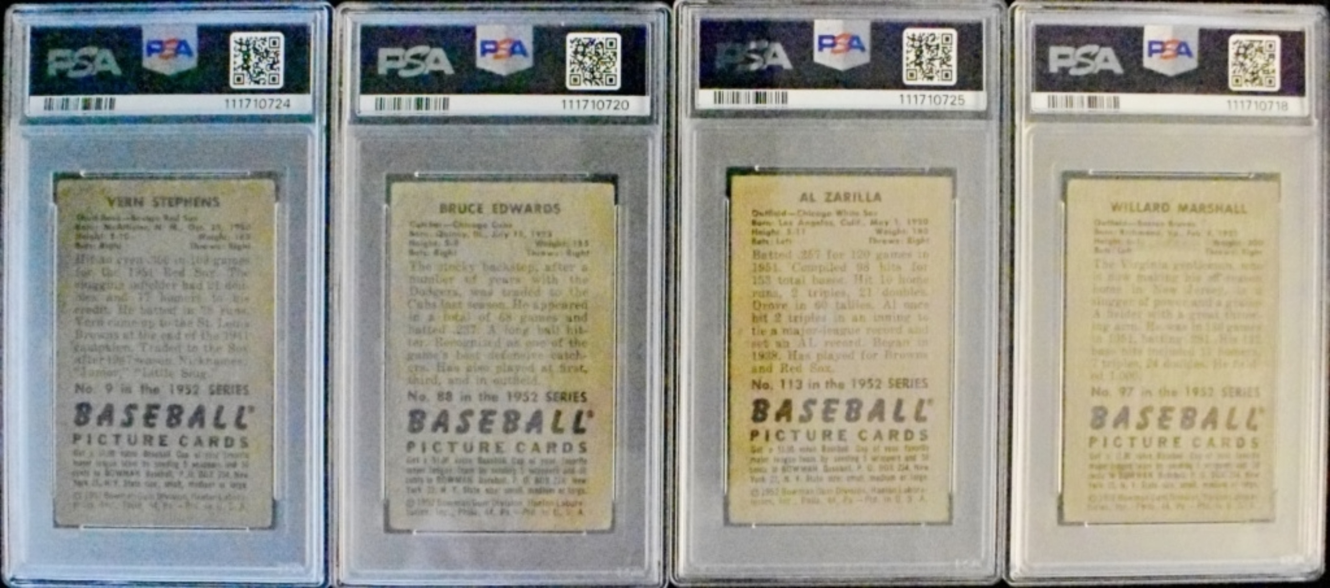(4) 1952 Bowman PSA Graded Lot