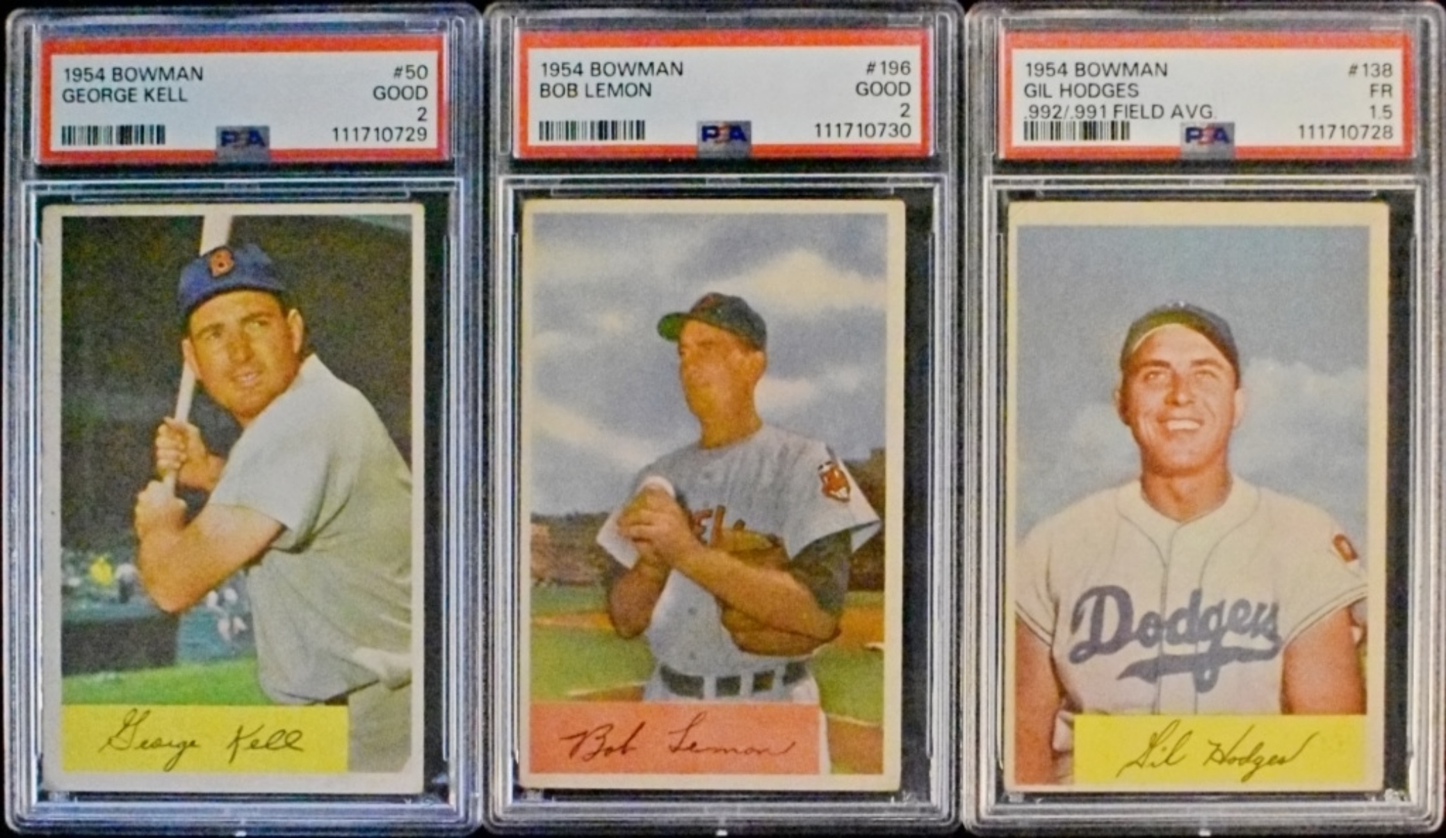 (3) 1954 Bowman PSA Graded Lot