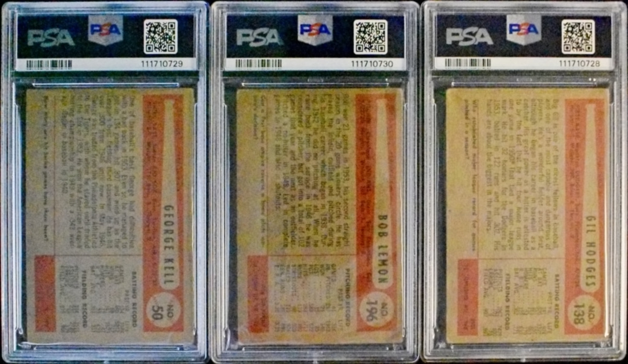 (3) 1954 Bowman PSA Graded Lot