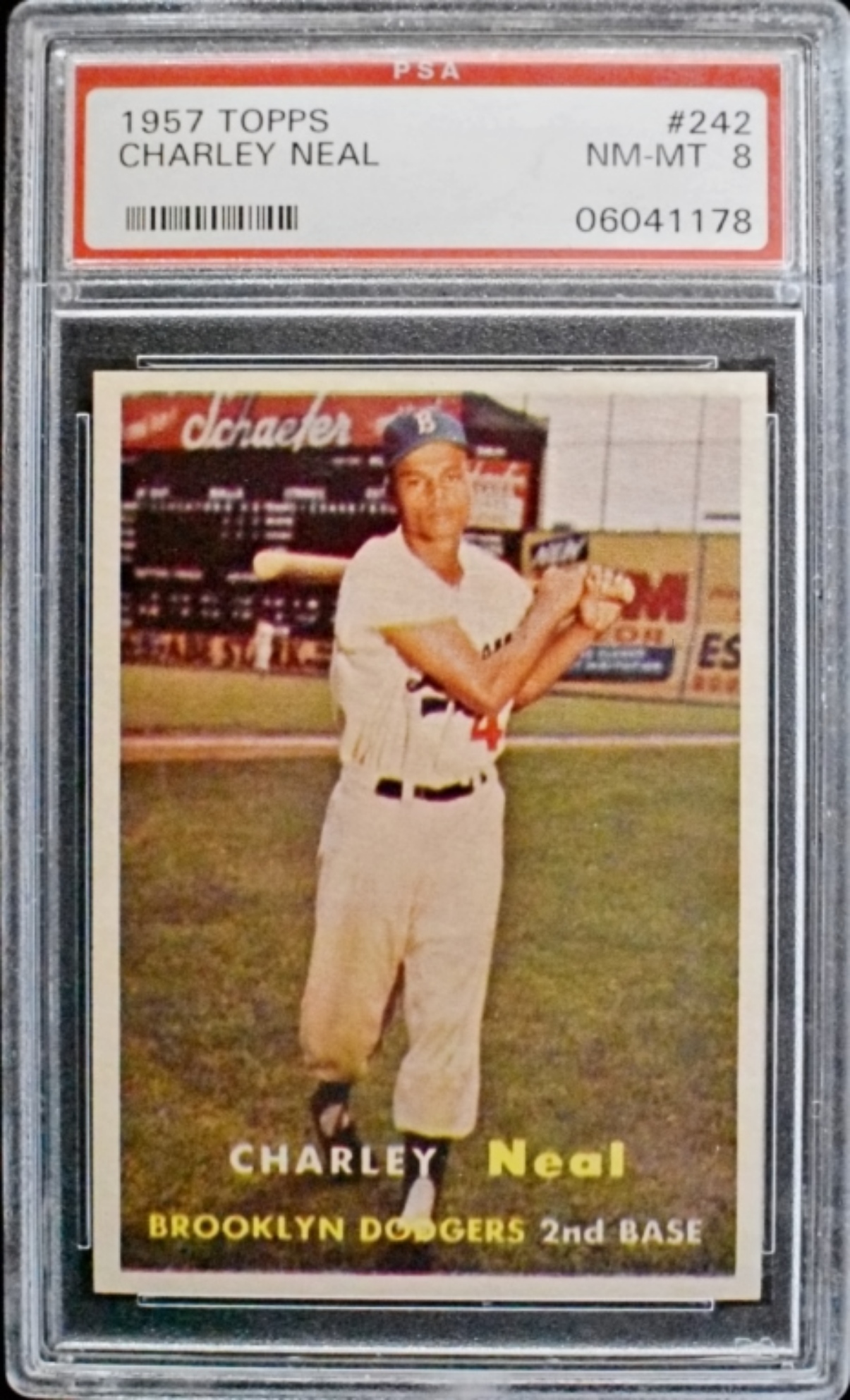 1957 Topps #242 Charley Neal PSA 8