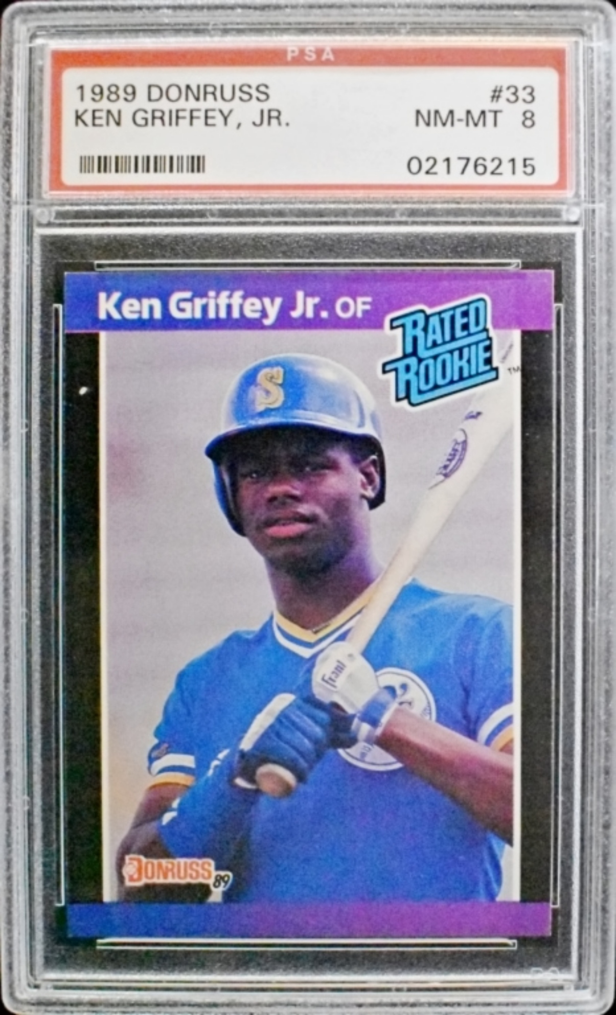 1989 Donruss #33 Ken Griffey Jr Rookie PSA 8