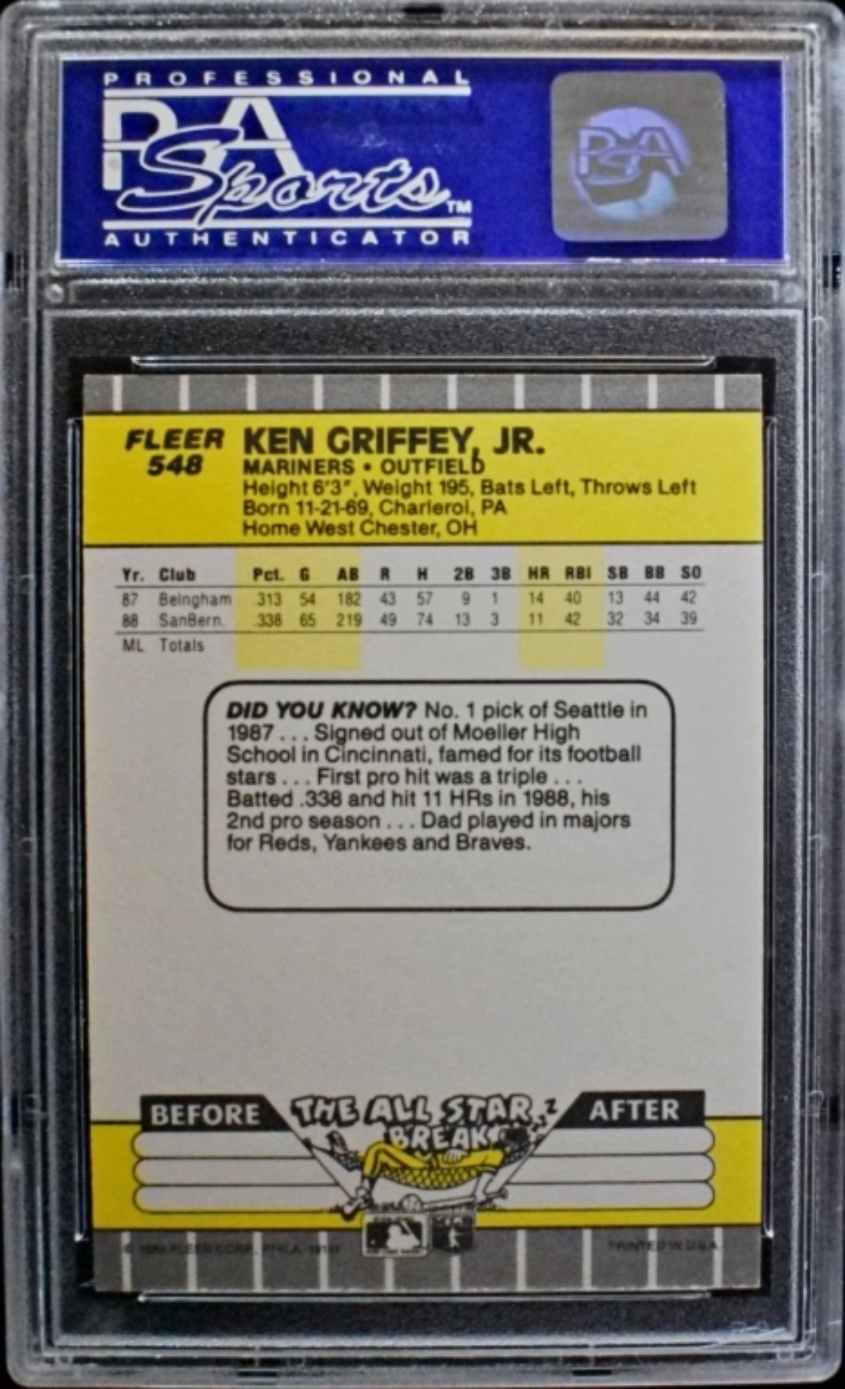 1989 Fleer #548 Griffey Jr Rookie PSA 9