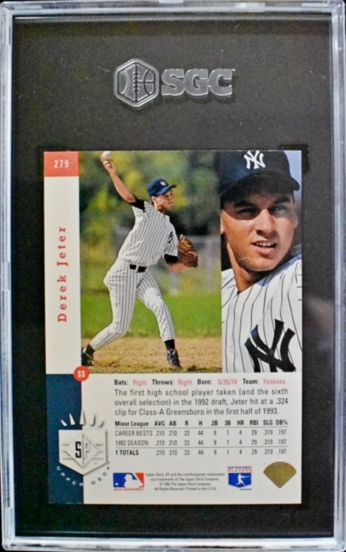 1993 Upper Deck SP Derek Jeter Rookie SGC 7