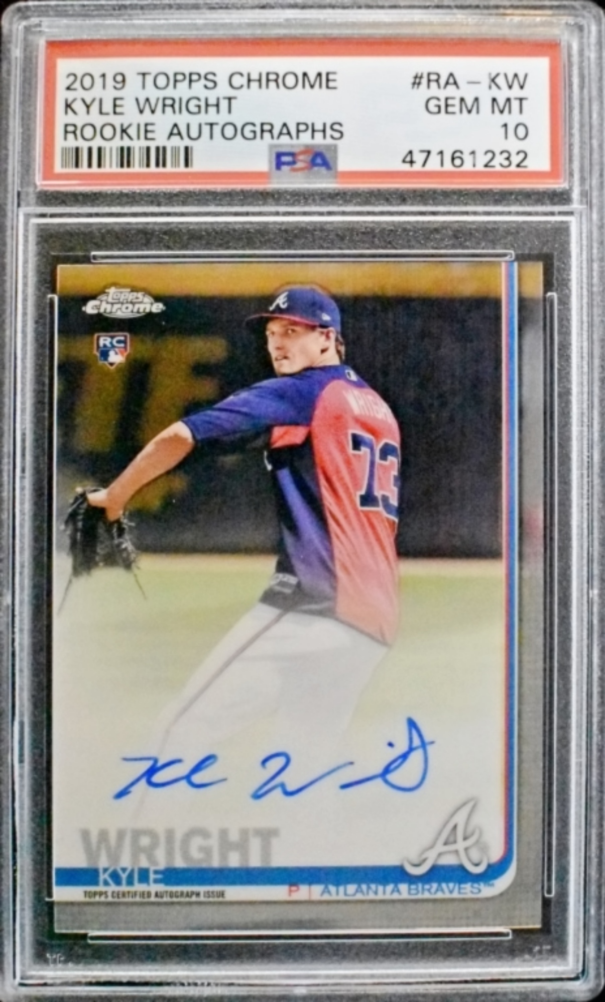 2019 Topps Chrome Kyle Wright PSA Auto