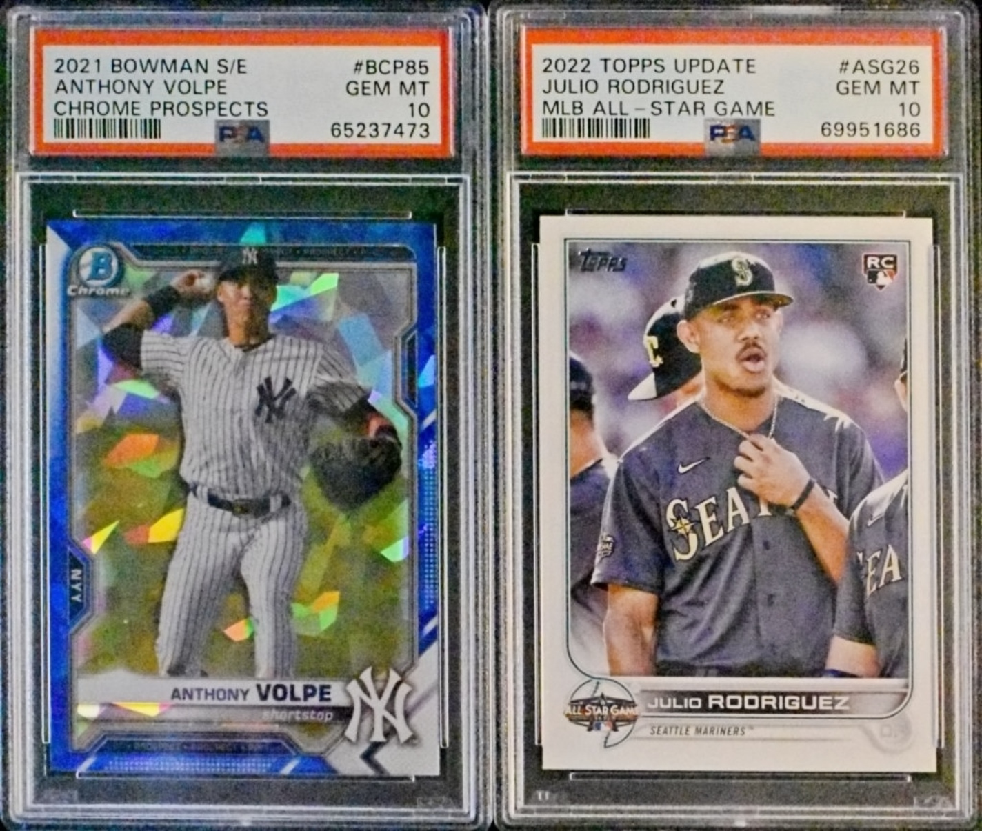2-PSA Gem-Mt 10 ROOKIE Baseball Cards
