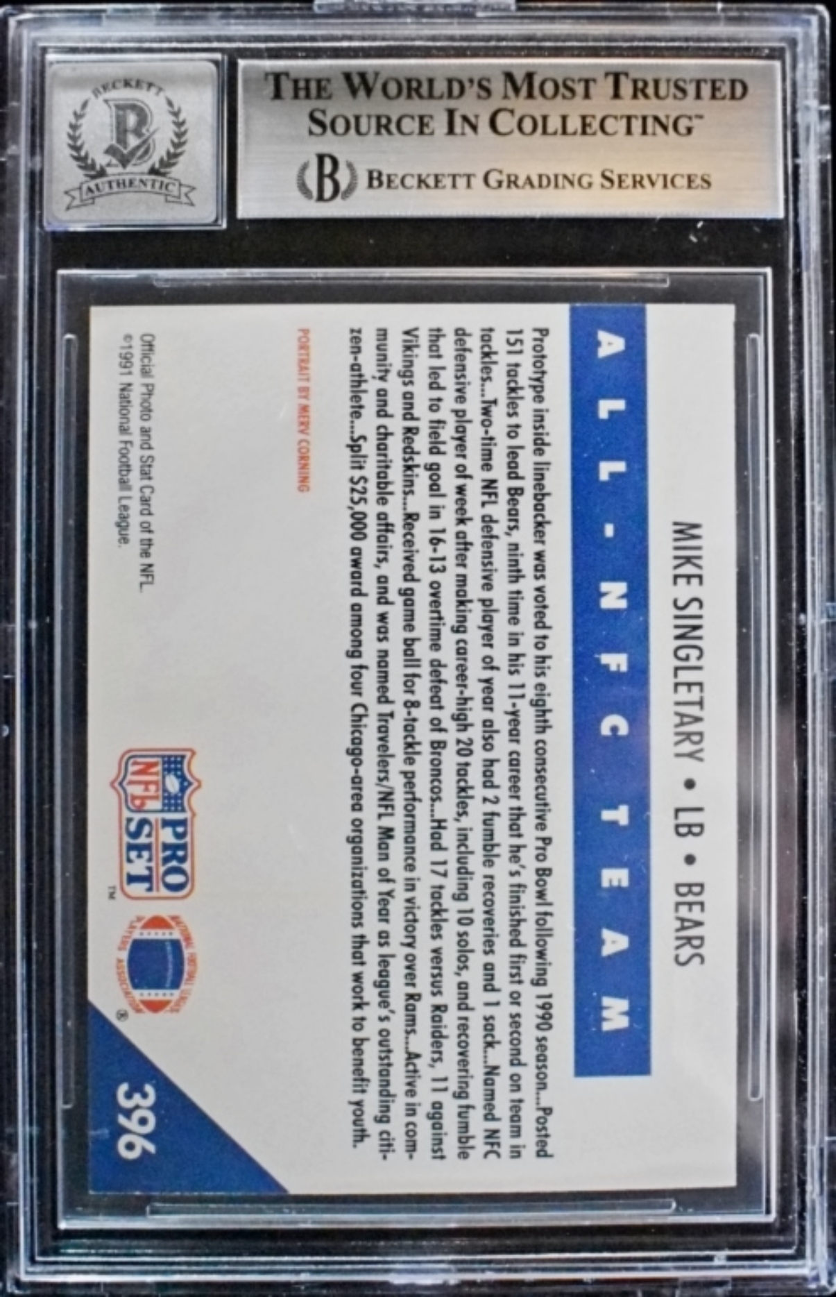 1991 Pro Set Singletary Auto Beckett Auth