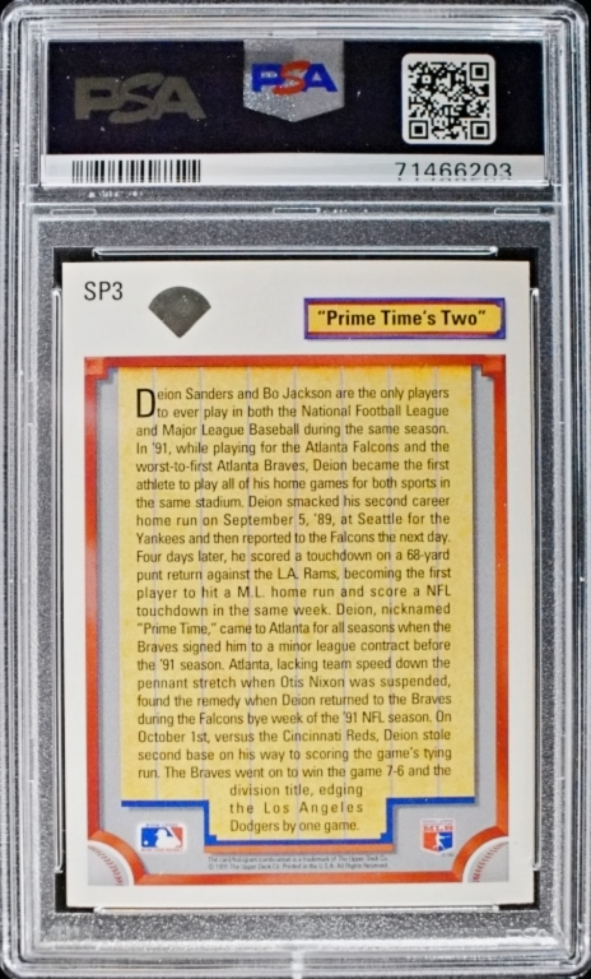 1992 Upper Deck #SP3 Deion Sanders PSA 8
