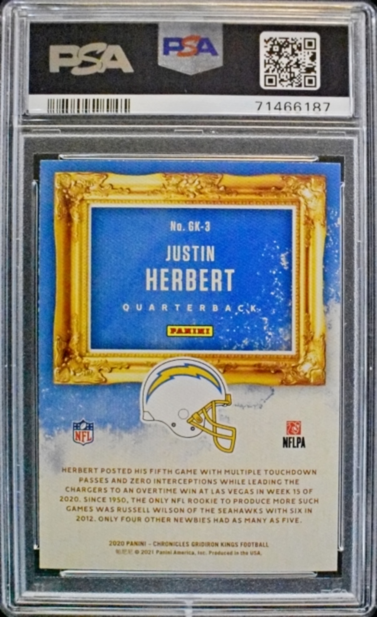 2020 Panini Chronicles Justin Herbert PSA 10