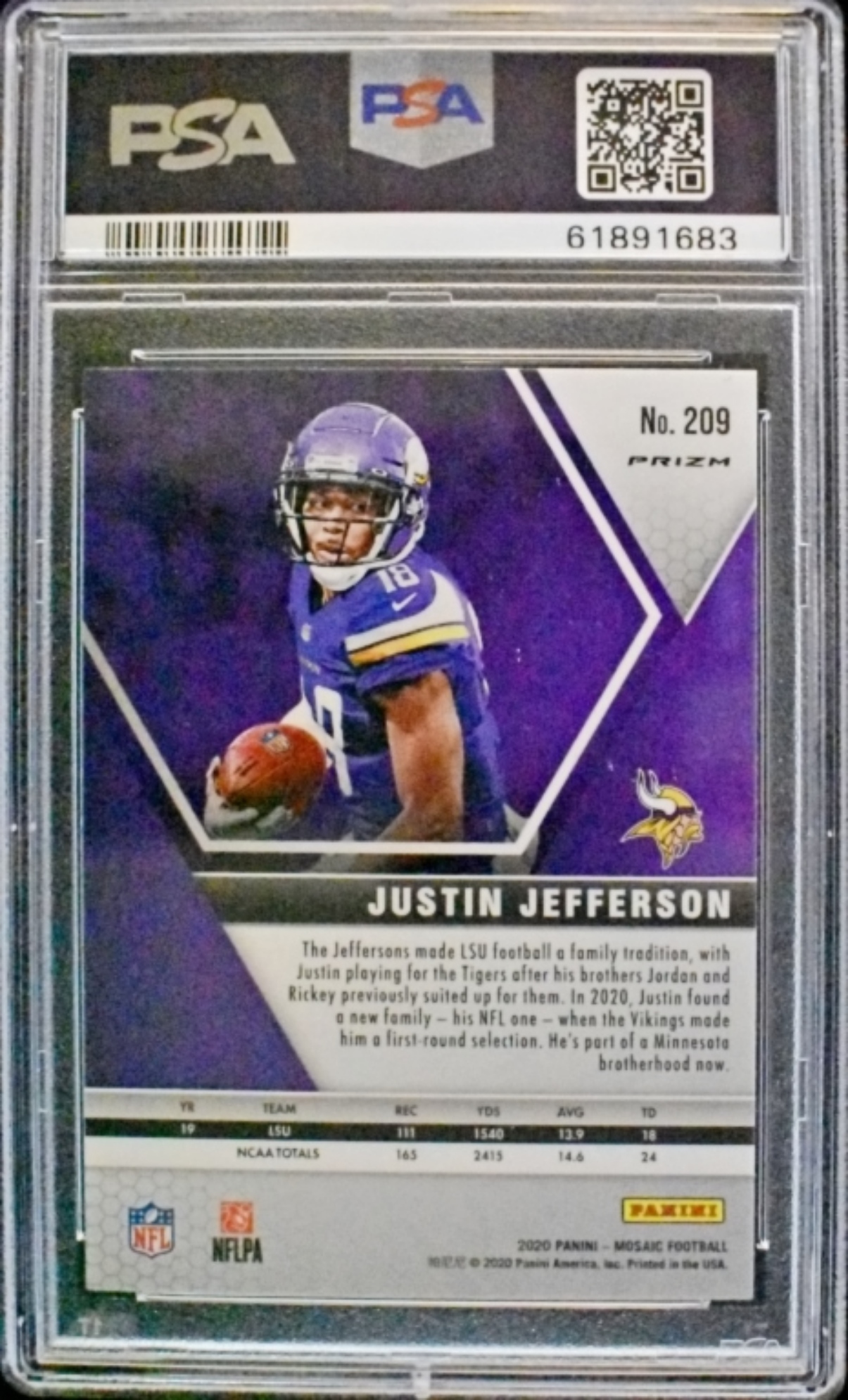 2020 Panini Mosaic Justin Jefferson PSA 10
