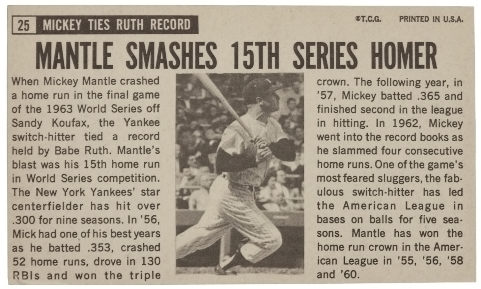 1964 Topps Giant Mickey Mantle
