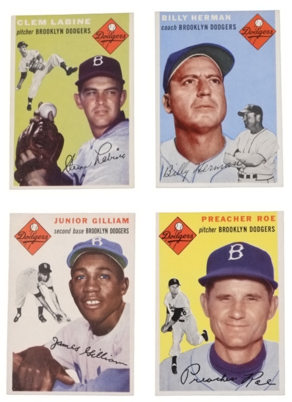 (4) 1954 Topps Baseball Cards