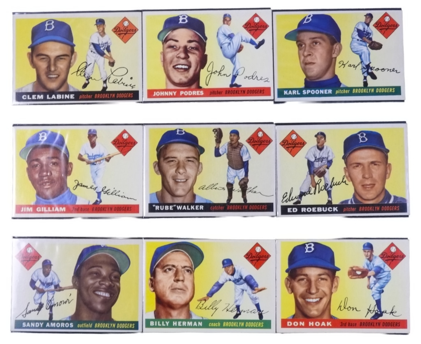20-1956 Topps Dodgers Cards w/Team Card