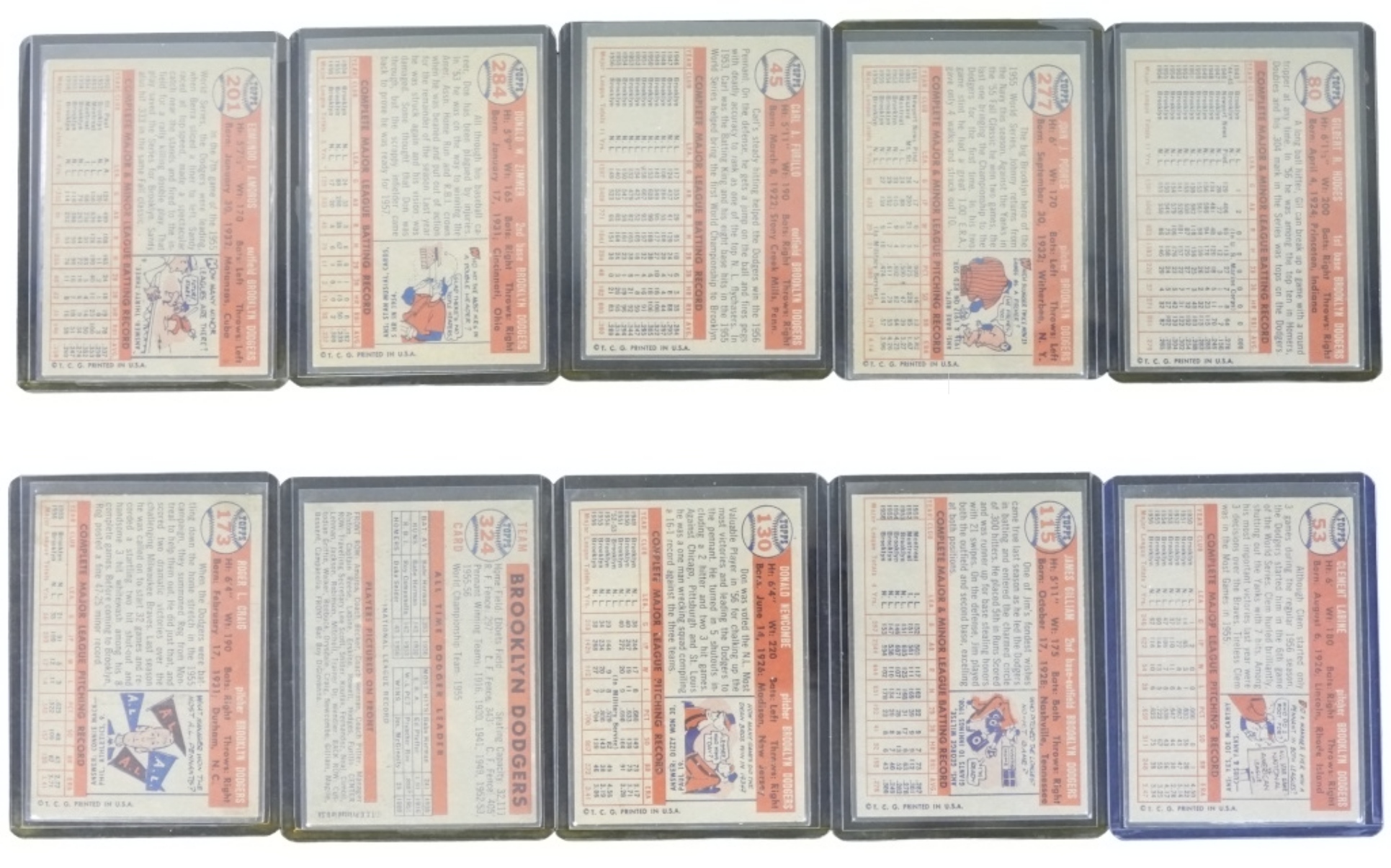 10-1957 Topps Dodgers w/Team Card