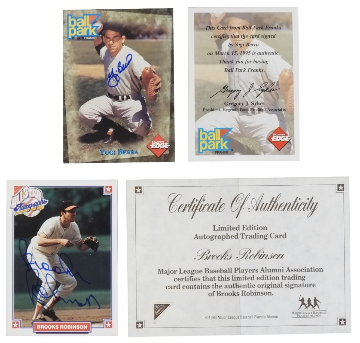 2-Signed Cards: Yogi Berra, B.Robinson