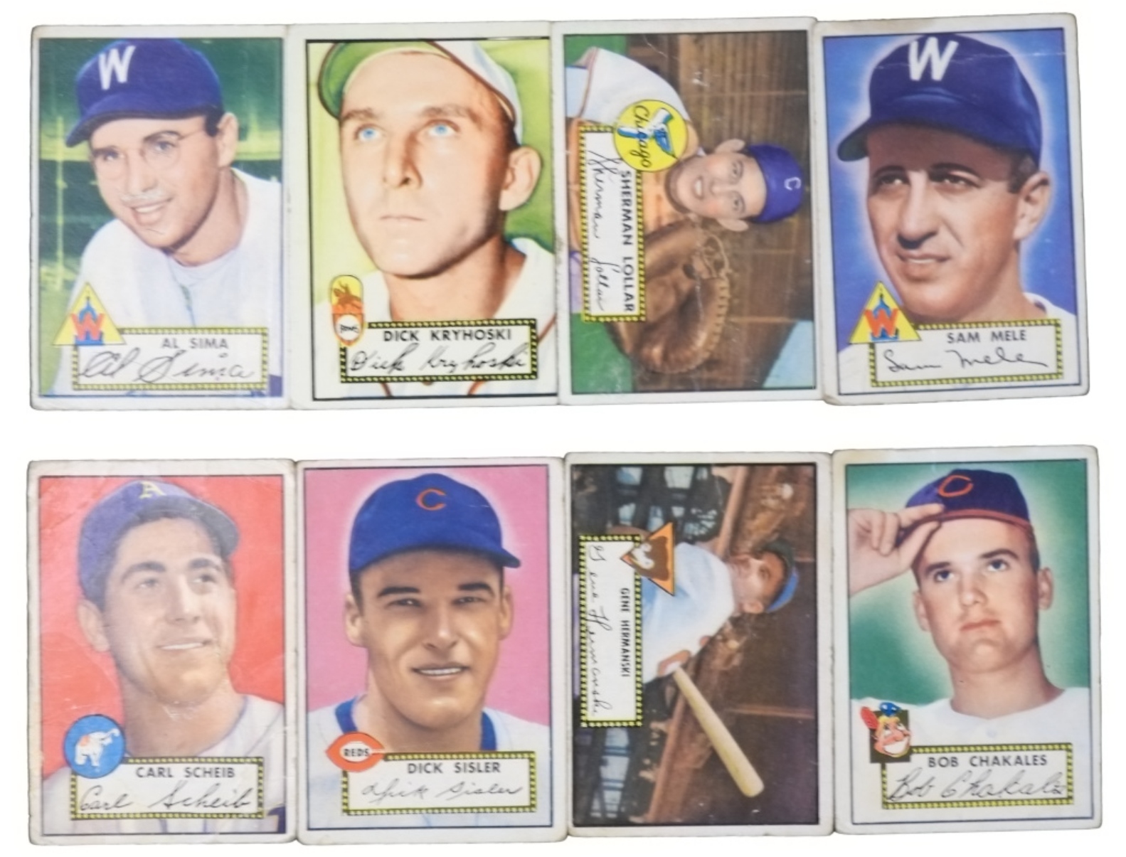 8-1952 Topps Baseball Cards